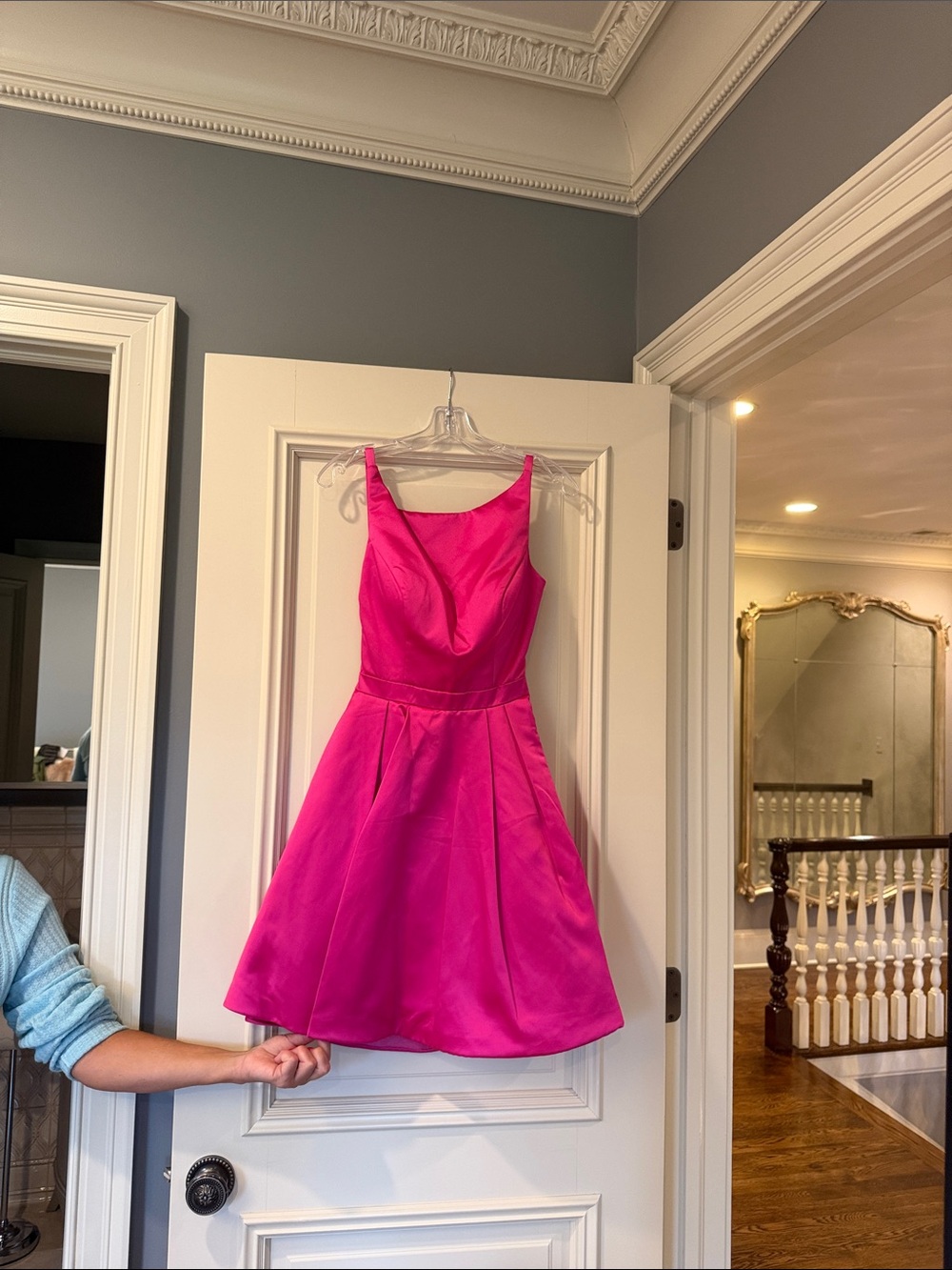 Sherri Hill Vibrant Hot Pink Sleeveless Fit-and-Flare Mini Dress